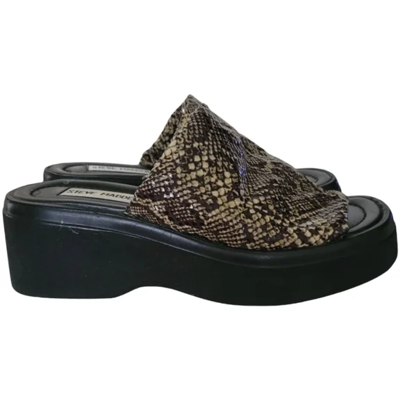 Steve Madden Y2K Vintage 90s Snake Print Wedge Platform Slides Size 9.5 - Picture 4 of 14